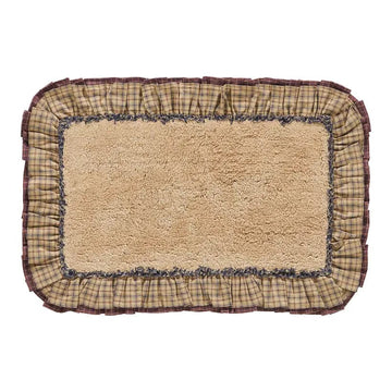 FAIRE - VHC Brands 20X30 Millsboro Ruffled Country Bathmats Khaki & Navy